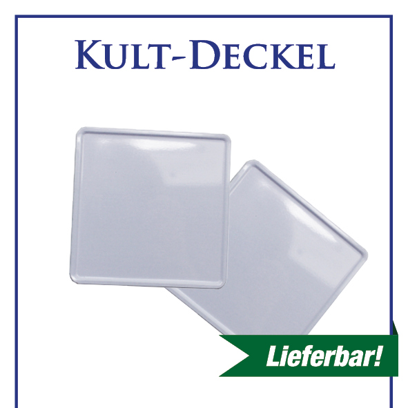 Kult-Deckel/Untersetzer ab 150 Stück / 10 x 10 cm mit Schaumstoff Unterseite und Anti-Abtropfkante