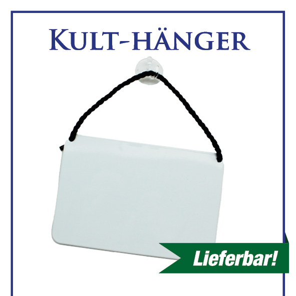 Kult-Hänger ab 50 Stück - 16,5 x 11,5 cm mit Kordel und Saugnapf