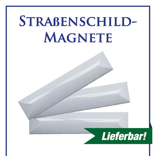 Straßenschild-Magnete ab 180 Stück / 16 x 3,5 cm mit starkem Magnet auf der Unterseite