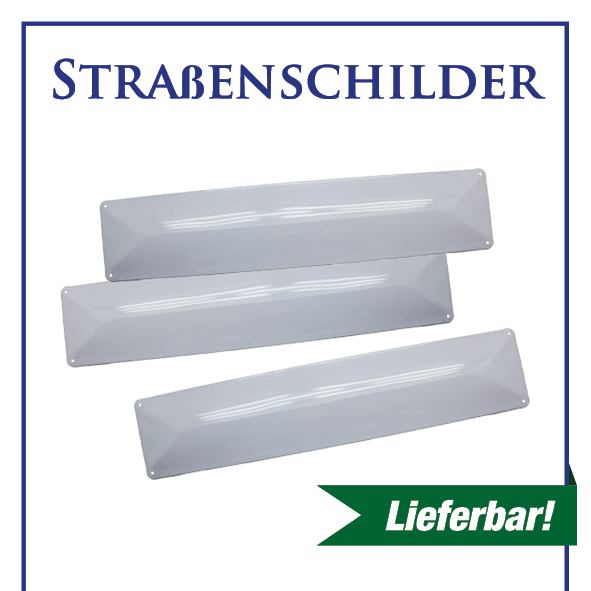 Straßenschild ab 48 Stück / 46 x 10 cm in flach und gewölbt erhältlich