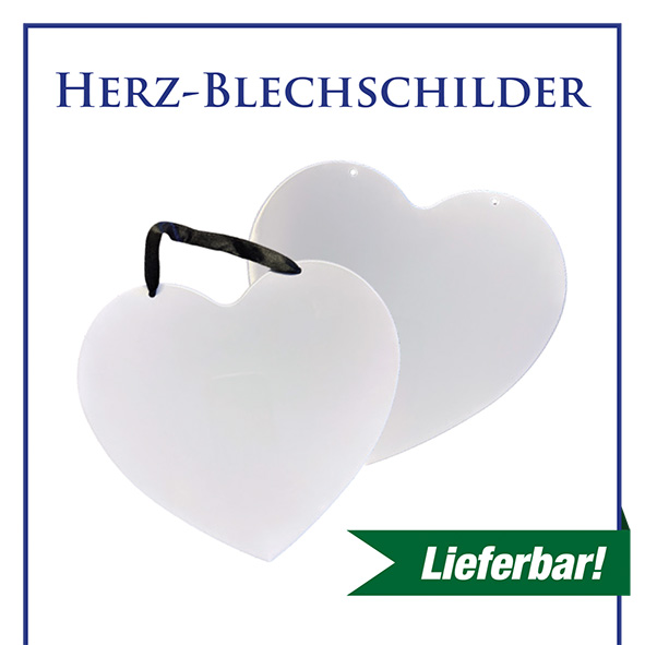 Herz-Blechschilder ab 6 Stück / 19,8 x 17,4 cm